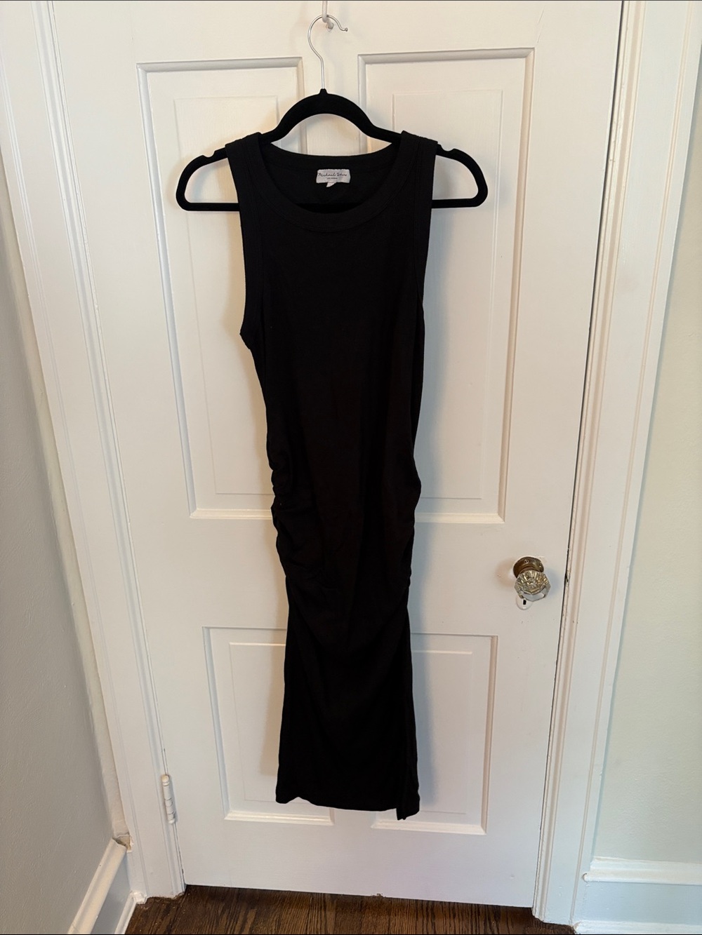 Michael Stars Black Sleeveless Maxi Tank Dress with Side Ruching